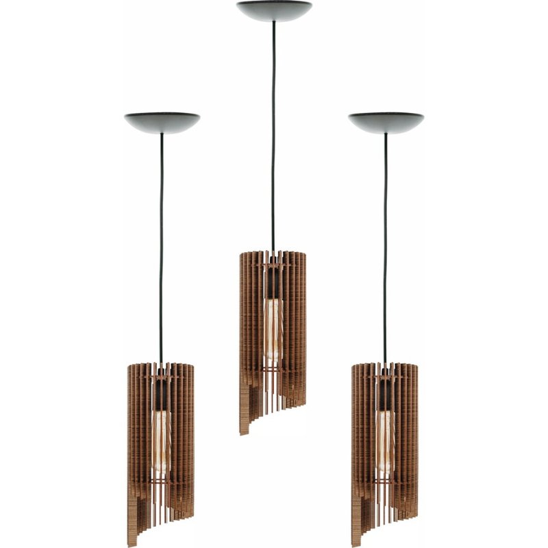 Set of 3 Giovana Wooden Pendant Lights – Handcrafted Rustic Ceiling Lamps for Dining Room