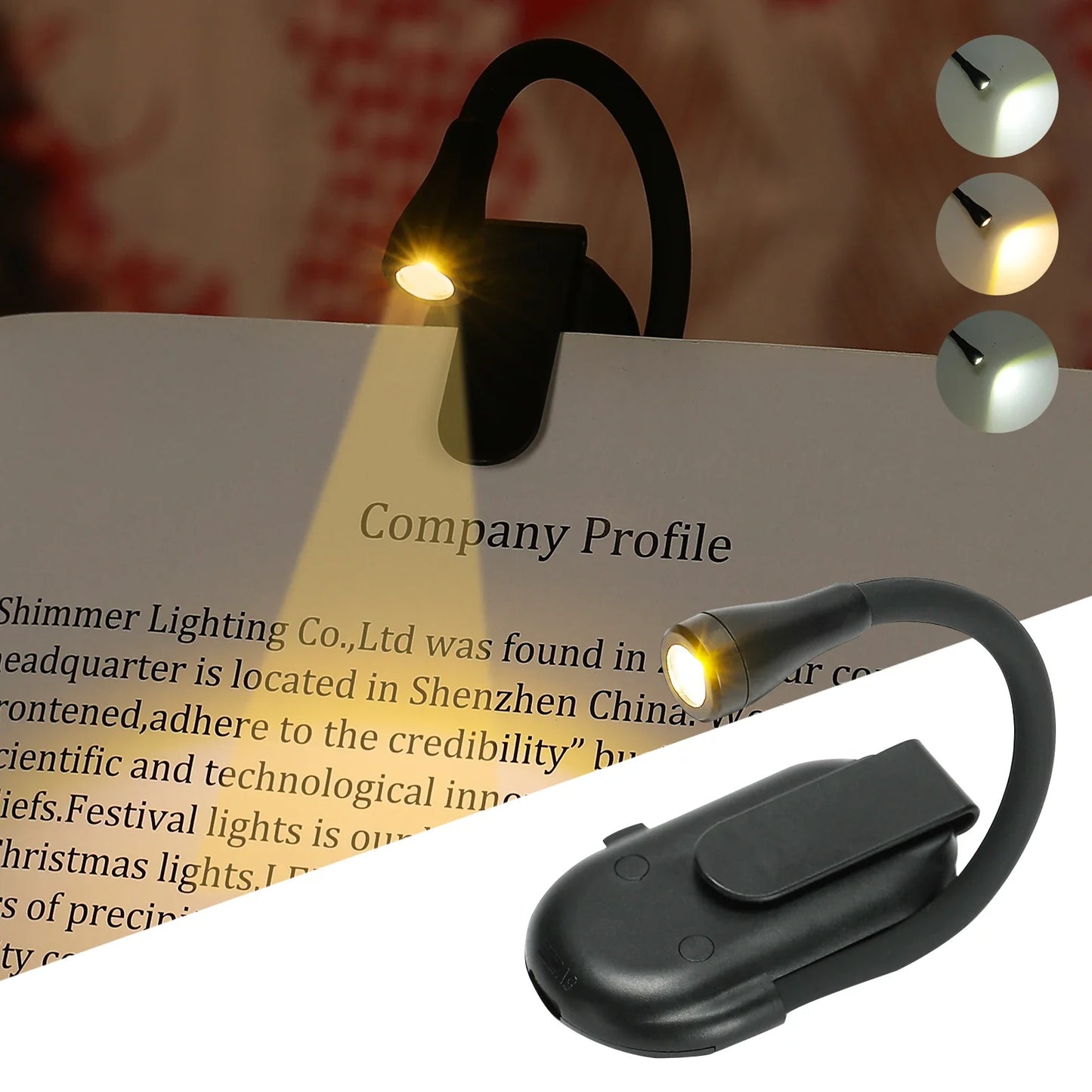 USB Rechargeable Clip Reading Light – Wireless Portable LED Lamp for Books, Desks or Workspaces