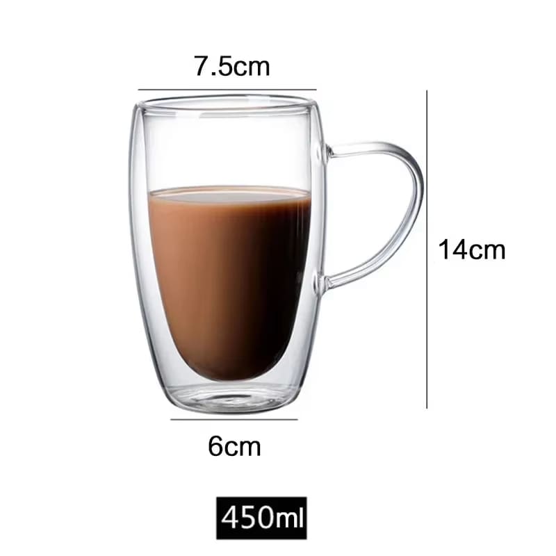 Double Wall Glass Mug – Heat Resistant Coffee & Tea Cup