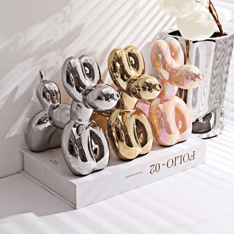Ceramic Balloon Dog Statue — Playful Modern Decor