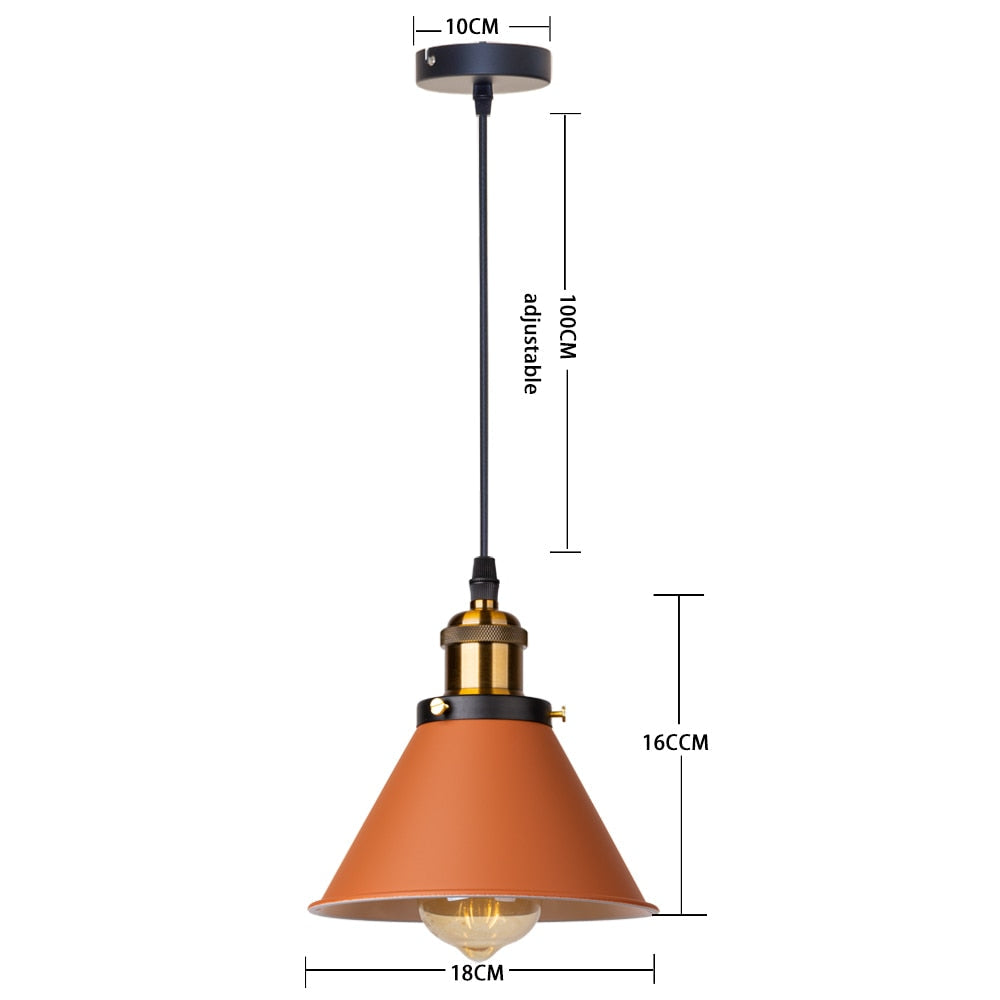 Vintage Industrial Loft Pendant Lamp – Classic E27 Hanging Fixture for Café, Kitchen or Living Room Accent Lighting
