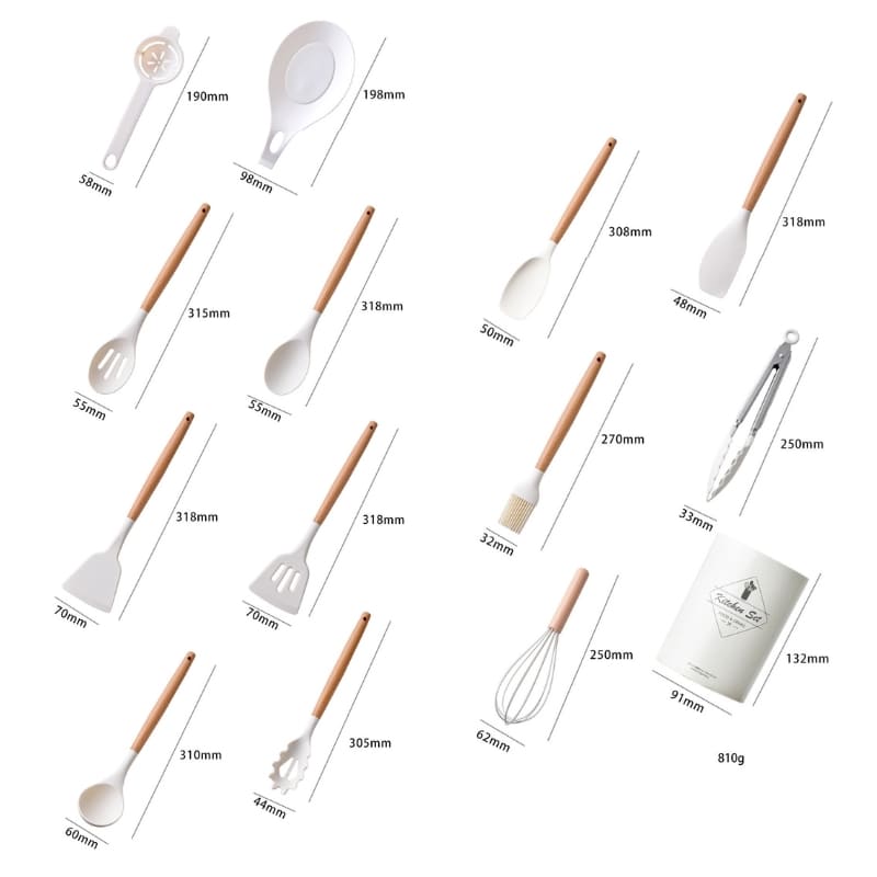 14-Piece Silicone Kitchen Utensil Set with Organizer – Non-Stick Cooking Tools