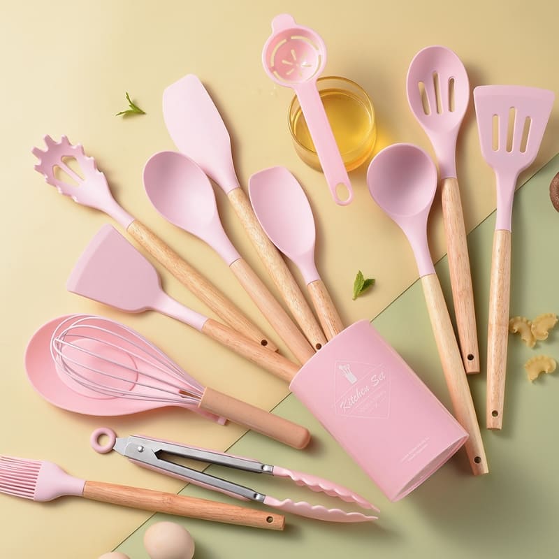 14-Piece Silicone Kitchen Utensil Set with Organizer – Non-Stick Cooking Tools