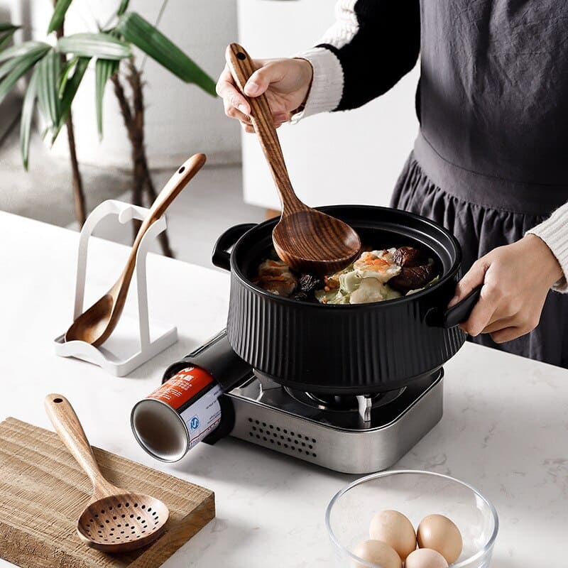 7-Piece Teak Wood Kitchen Utensil Set – Durable Non-Stick Cooking Tools
