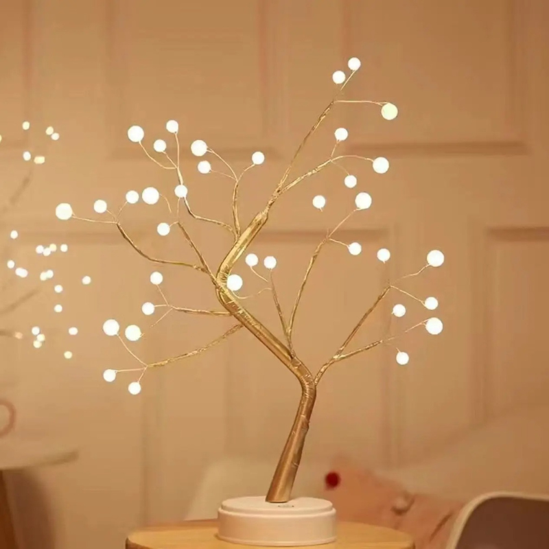 TINA USB Tree Lamp with Rose Blossoms – Romantic LED Light for Bedroom, Living Room & Gifts