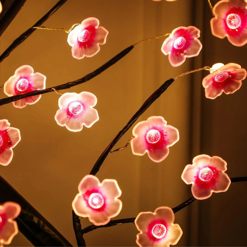 TINA USB Tree Lamp with Rose Blossoms – Romantic LED Light for Bedroom, Living Room & Gifts