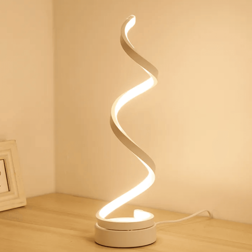 Modern Spiral LED Desk Lamp β Unique Curved Design Light for Living Room, Office & Study