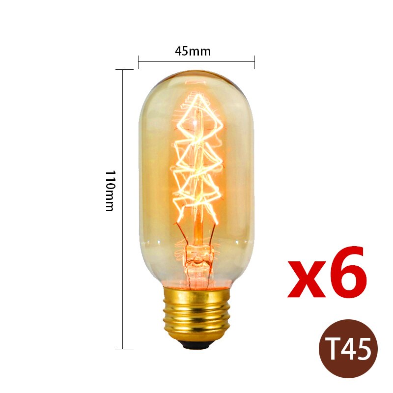 6-Piece Vintage Edison Bulb Kit – Perfect for Retro Chandeliers