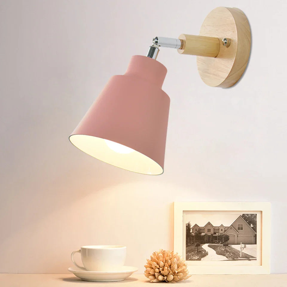 Nordic Wooden Wall Lamp – Minimalist Wall Sconce with Switch for Bedrooms, Entryways or Modern Hallways