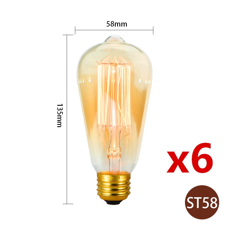 6-Piece Vintage Edison Bulb Kit – Perfect for Retro Chandeliers