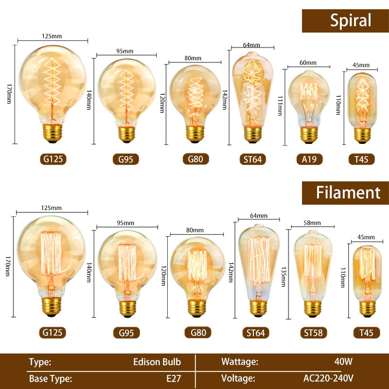 6-Piece Vintage Edison Bulb Kit – Perfect for Retro Chandeliers
