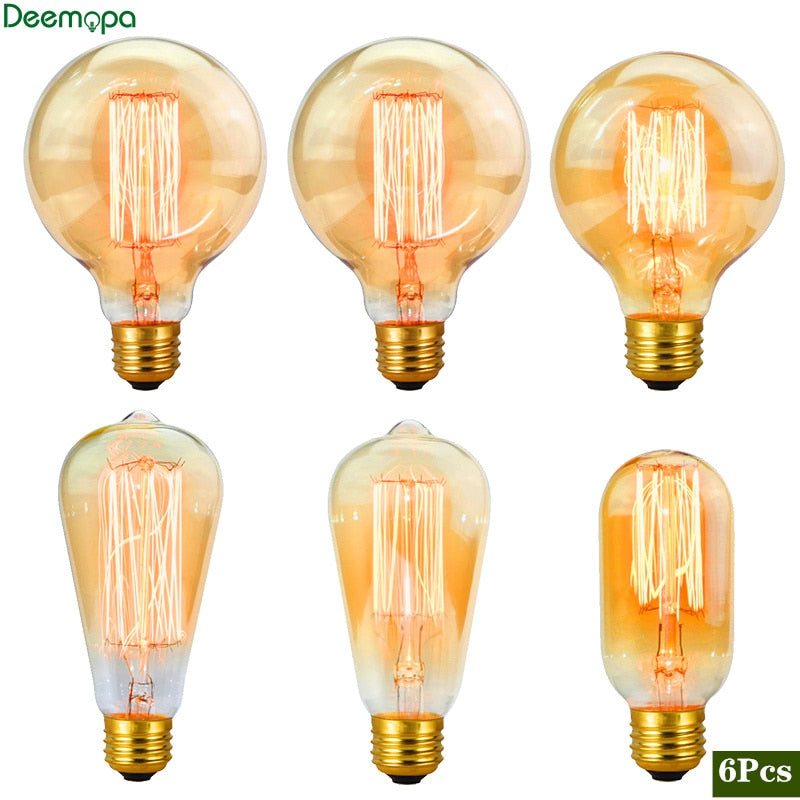 6-Piece Vintage Edison Bulb Kit – Perfect for Retro Chandeliers