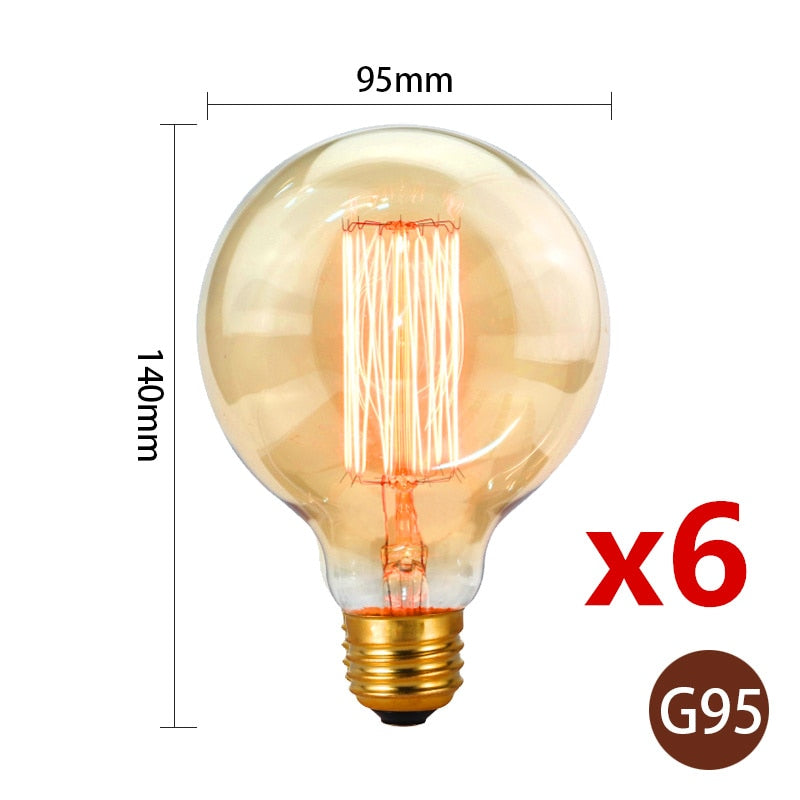 6-Piece Vintage Edison Bulb Kit – Perfect for Retro Chandeliers