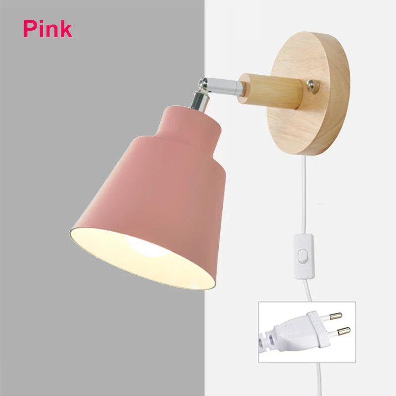 Nordic Wooden Wall Lamp – Minimalist Wall Sconce with Switch for Bedrooms, Entryways or Modern Hallways