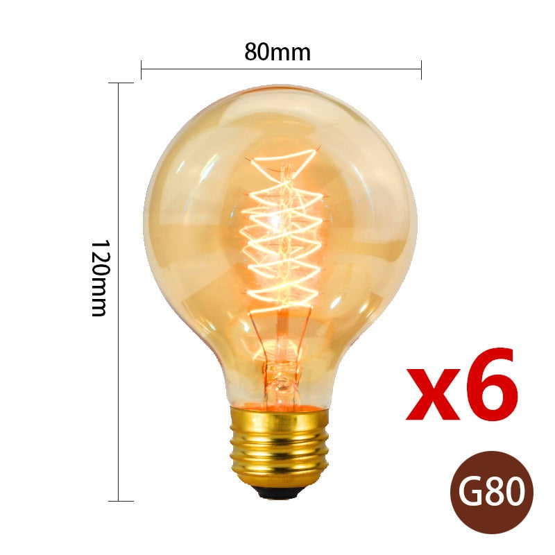 6-Piece Vintage Edison Bulb Kit – Perfect for Retro Chandeliers