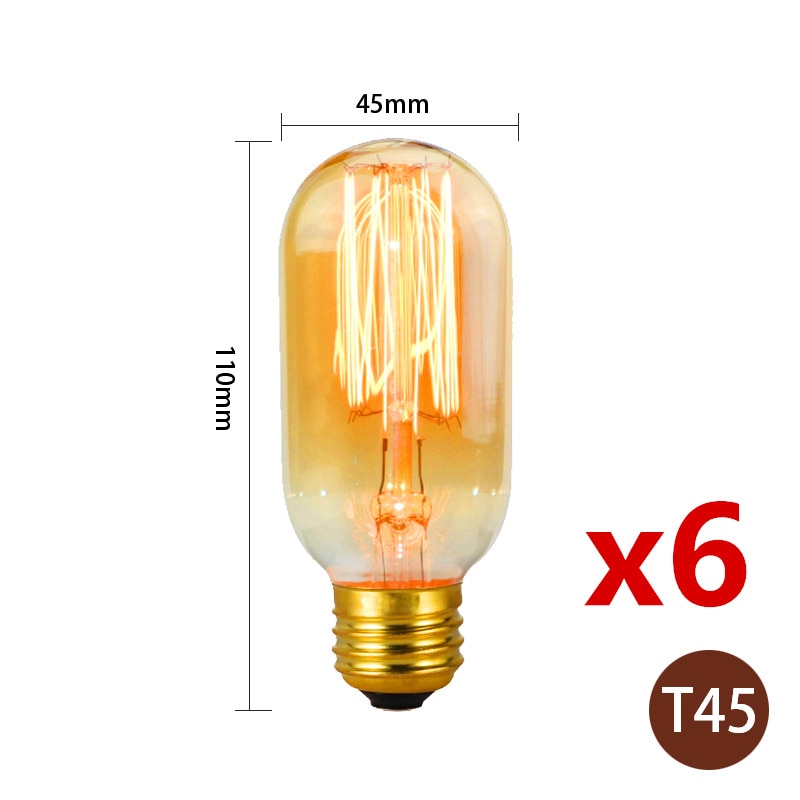 6-Piece Vintage Edison Bulb Kit – Perfect for Retro Chandeliers