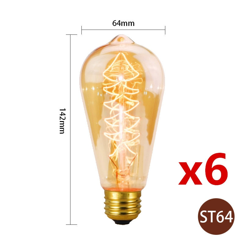 6-Piece Vintage Edison Bulb Kit – Perfect for Retro Chandeliers