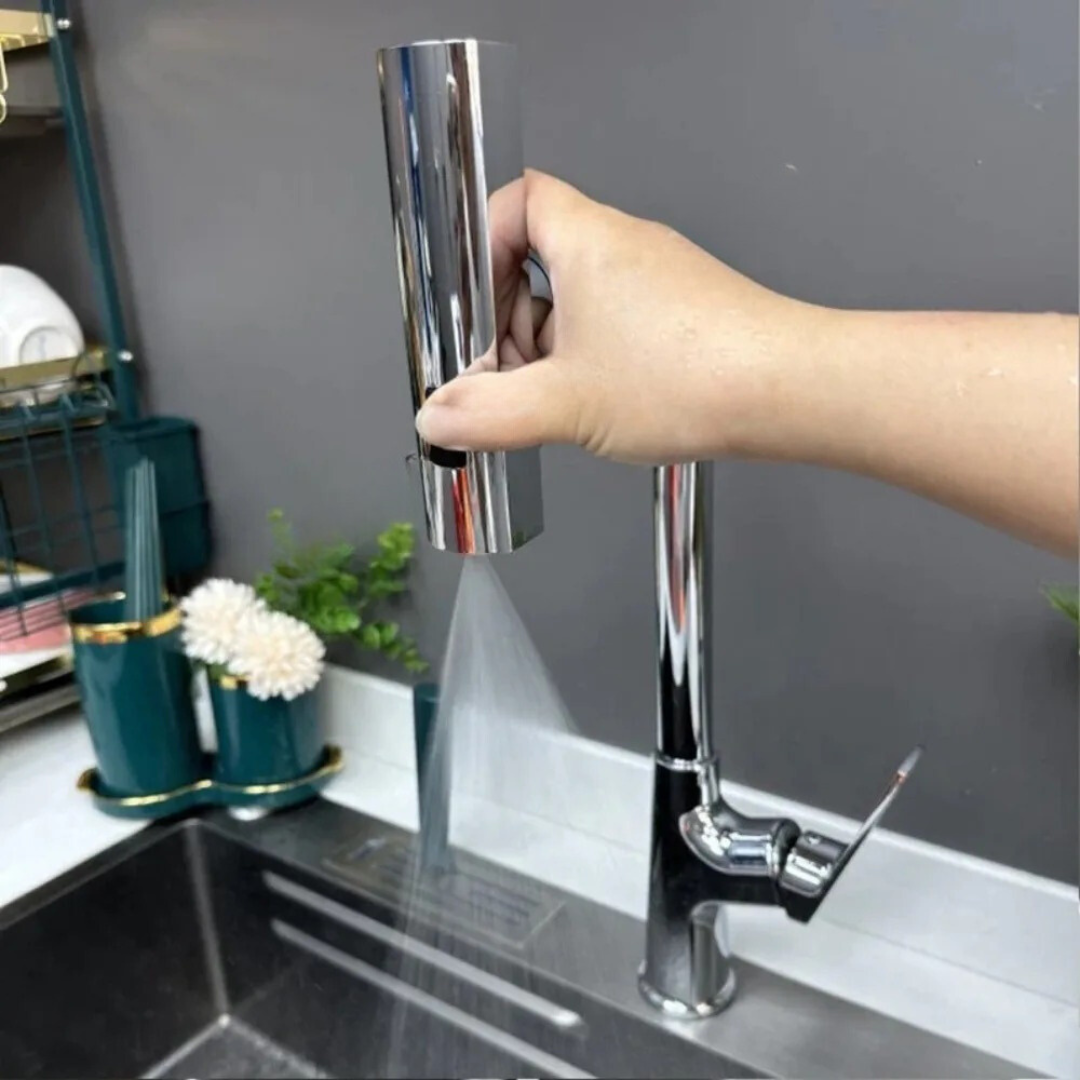 360° Waterfall Kitchen Faucet – 3 Spray Modes with Anti-Splash Aerator
