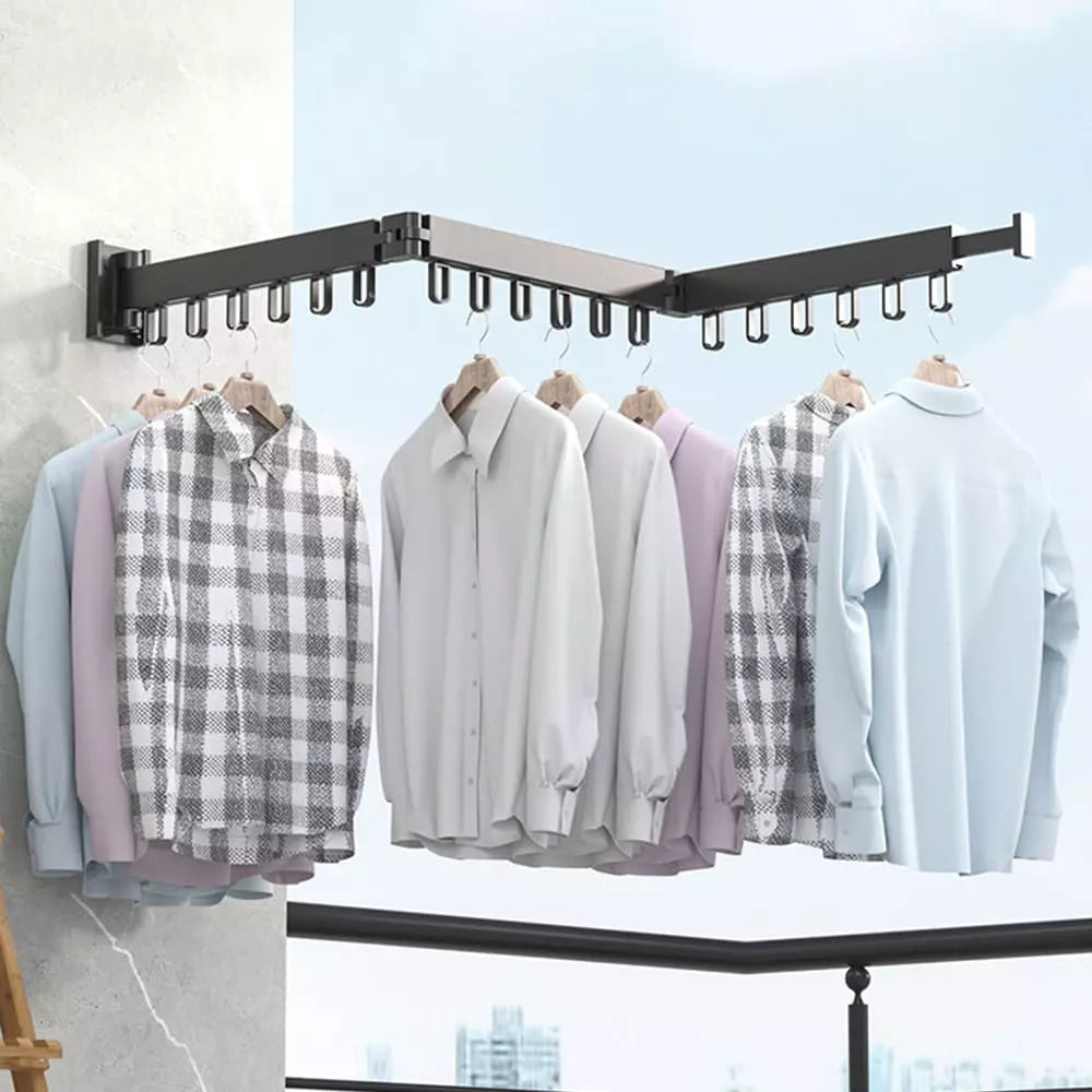 Wall-Mounted Retractable Clothes Drying Rack – Space-Saving Aluminum Design
