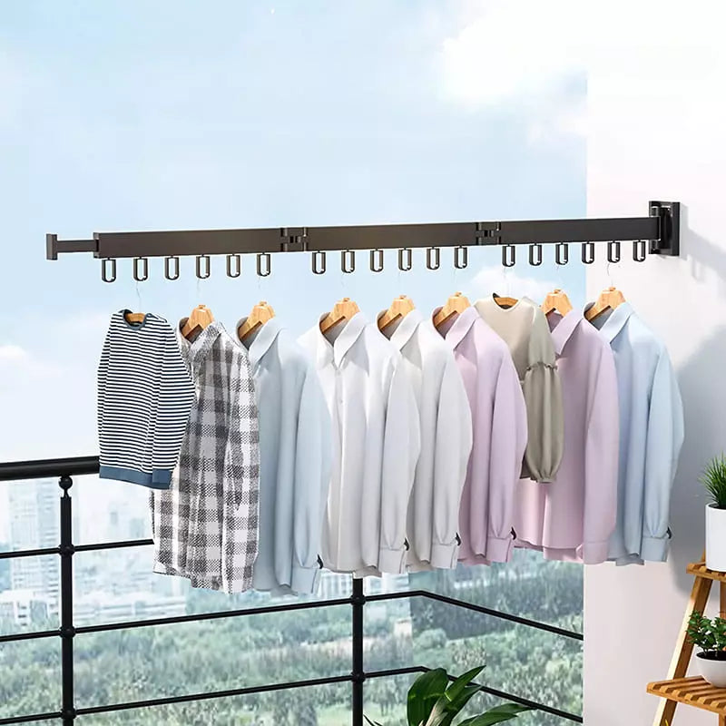 Wall-Mounted Retractable Clothes Drying Rack – Space-Saving Aluminum Design