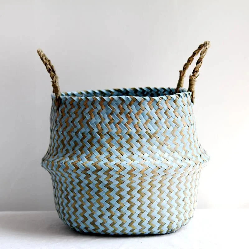 Woven Rattan Decorative Planter Basket – Rustic Boho Style Flower Pot Holder for Home & Office Plants