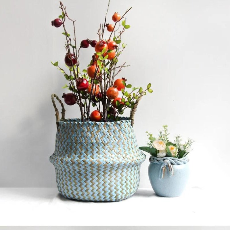 Woven Rattan Decorative Planter Basket – Rustic Boho Style Flower Pot Holder for Home & Office Plants