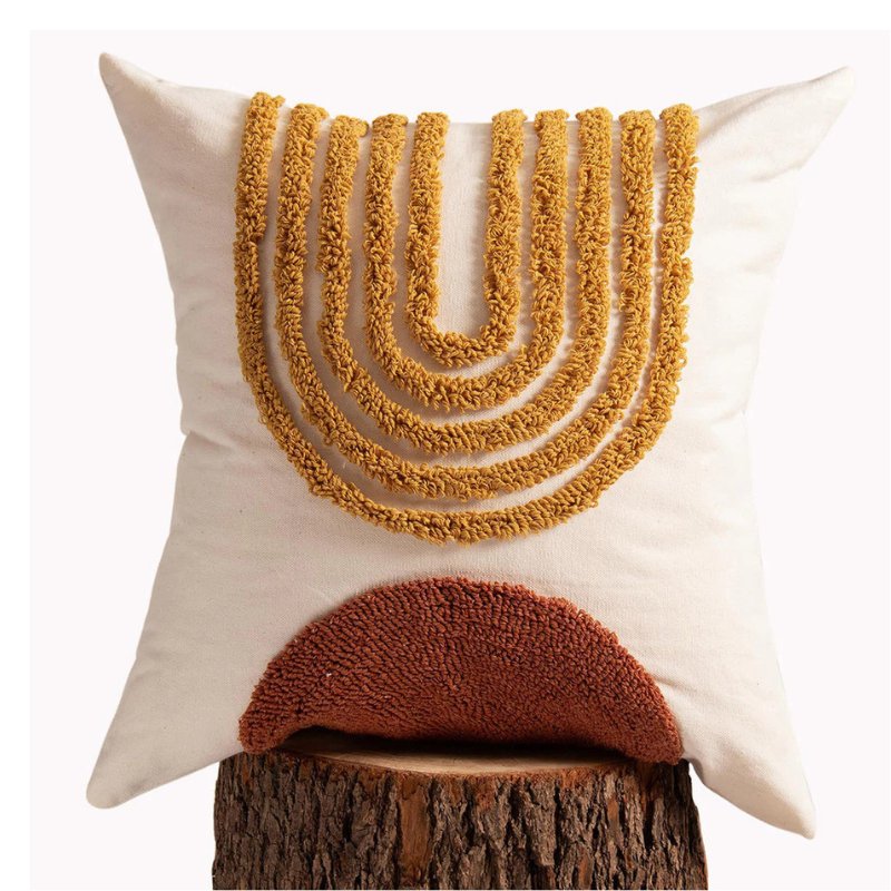 Embroidered Geometric Throw Pillow Cover