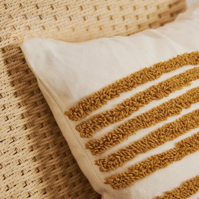 Embroidered Geometric Throw Pillow Cover