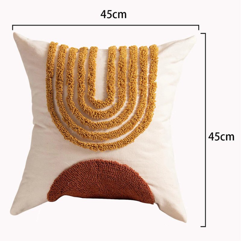 Embroidered Geometric Throw Pillow Cover