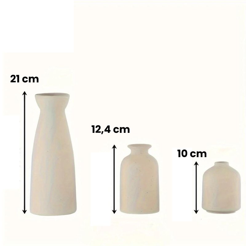 Set of 3 Ceramic Plant Vases – Elegant Decorative Flower Pots for Living Room, Bedroom & Office