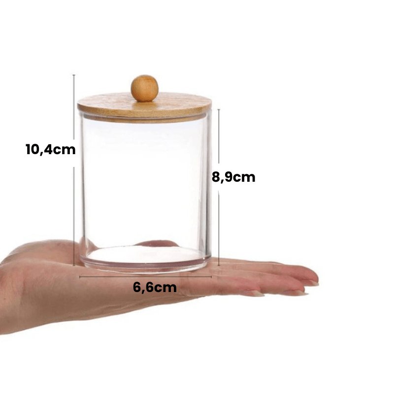 Acrylic Cotton Swab and Cotton Holder Set with Bamboo Tray – Elegant Bathroom Vanity Organizer