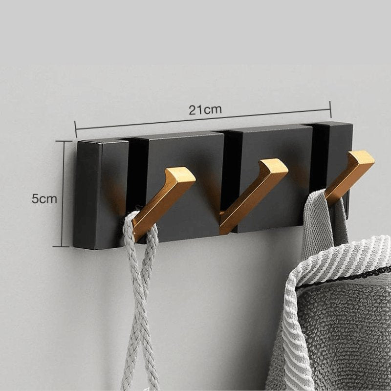 Matte Black & Gold Wall Hook Rack – Heavy Duty Decorative Hangers for Bathroom & Entryway