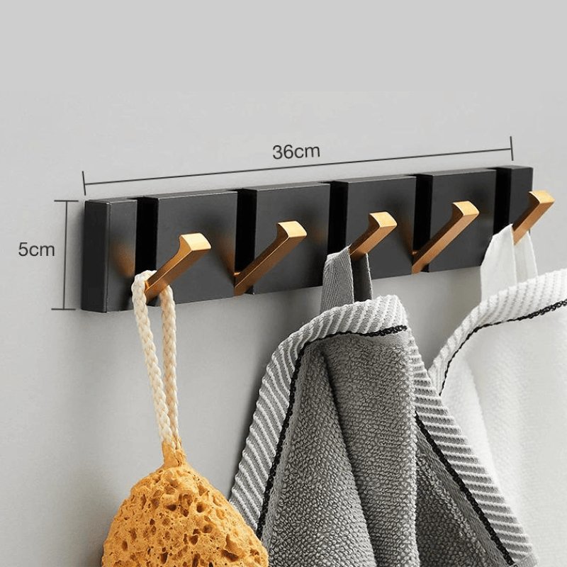 Matte Black & Gold Wall Hook Rack – Heavy Duty Decorative Hangers for Bathroom & Entryway