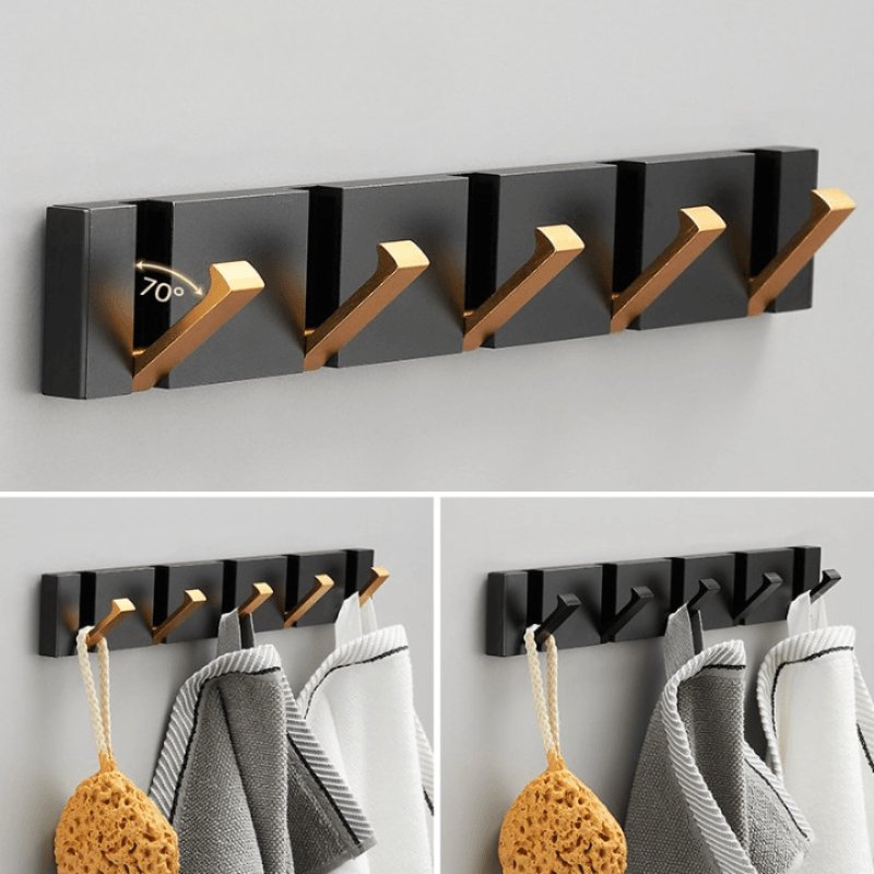 Matte Black & Gold Wall Hook Rack – Heavy Duty Decorative Hangers for Bathroom & Entryway