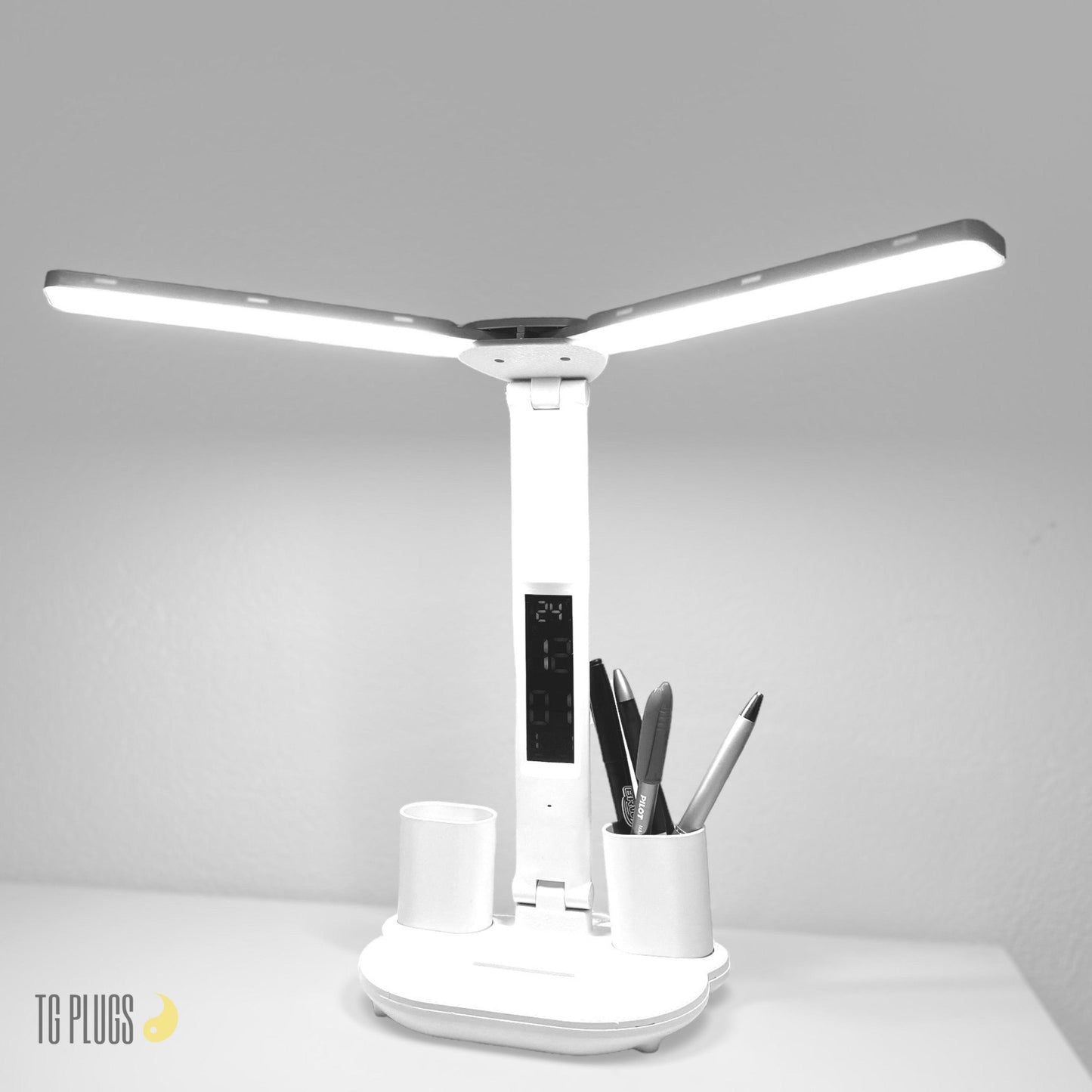 3-in-1 LED Desk Lamp – Adjustable Table Lamp with Clock, Pen Holder & USB Charging Port