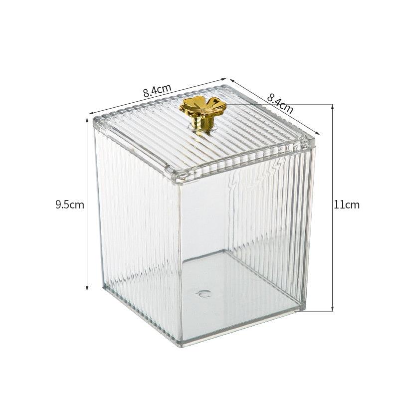 Acrylic Cotton Swab & Pad Holder – Clear Organizer Box for Bathroom & Vanity Storage
