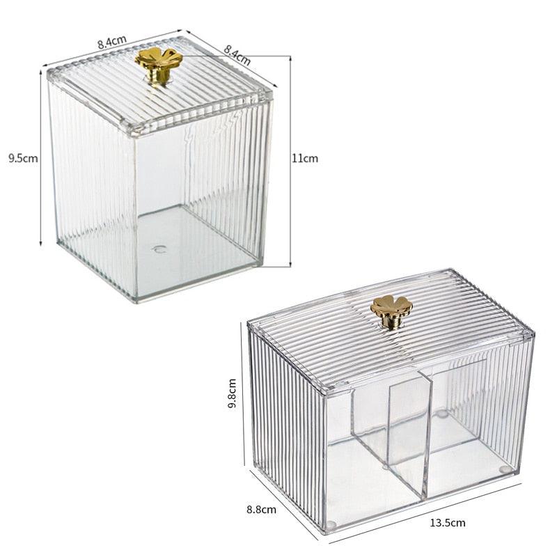 Acrylic Cotton Swab & Pad Holder – Clear Organizer Box for Bathroom & Vanity Storage