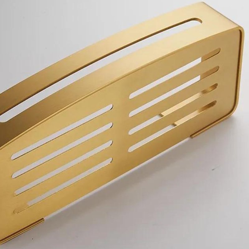Gold Aluminum Bathroom Shelf – Wall Mounted Rack for Towels, Toiletries & Shower Storage