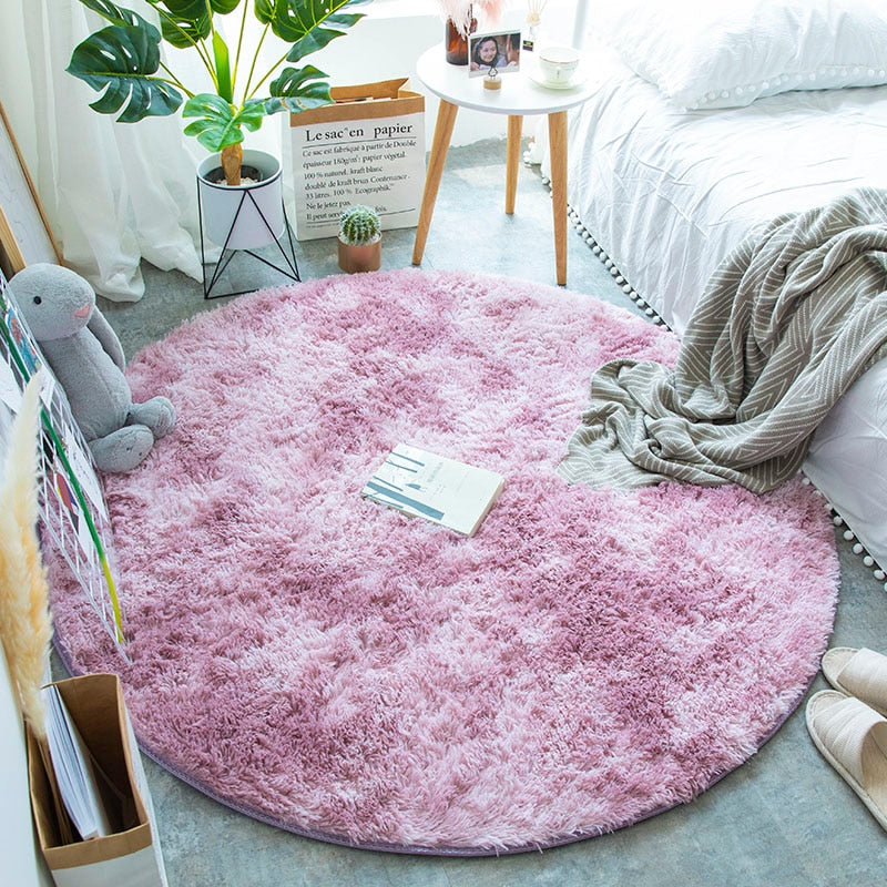 Decoreto™ Plush Round Rug – Ultra Soft Living Room & Bedroom Anti-Slip Carpet