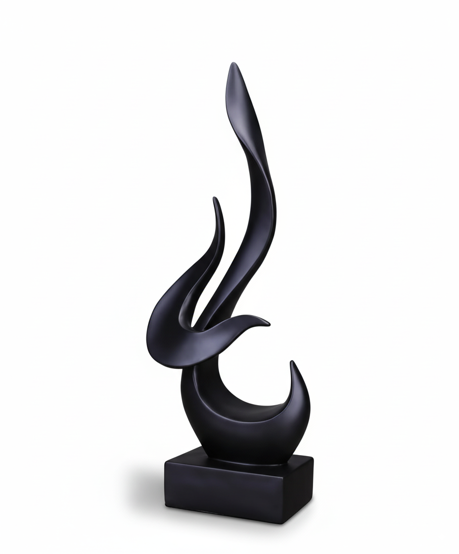 Abstract Flame Resin Sculpture – Modern Artistic Home Decor Accent