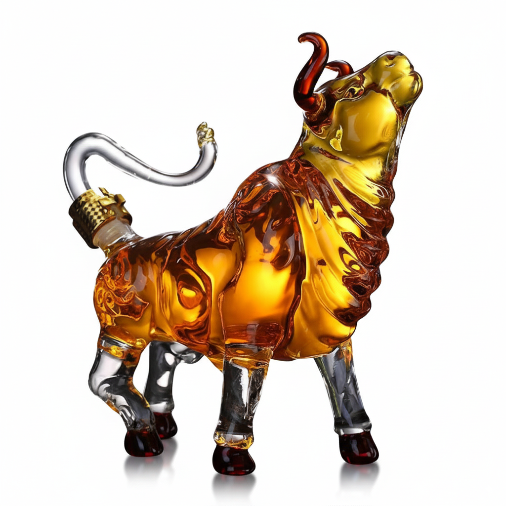 Bull-Shaped Crystal Decanter 1000ml – Luxury Whiskey & Wine Carafe