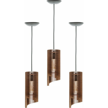 Set of 3 Giovana Wooden Pendant Lights – Handcrafted Rustic Ceiling Lamps for Dining Room