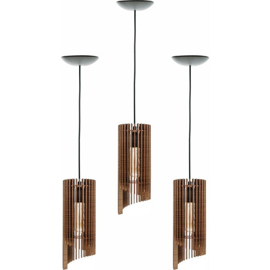 Set of 3 Giovana Wooden Pendant Lights — Handcrafted Rustic Elegance