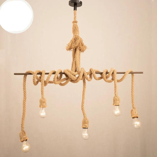 Vintage Retro Hemp Rope Pendant Light — Adjustable Length