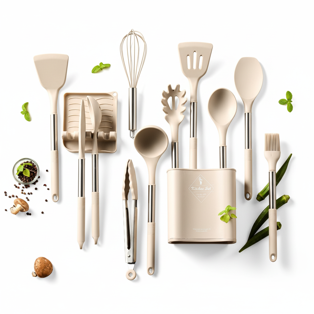 Le Cook™ Premium 11-Piece Kitchen Utensil Set with Holder – Elegant Cooking Tools
