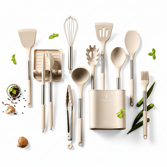 Le Cook™ Premium 11-Piece Kitchen Utensil Set with Holder – Elegant Cooking Tools