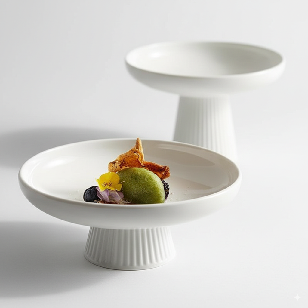 Tall White Ceramic Plate – Timeless Elegant Dinnerware for Home Dining
