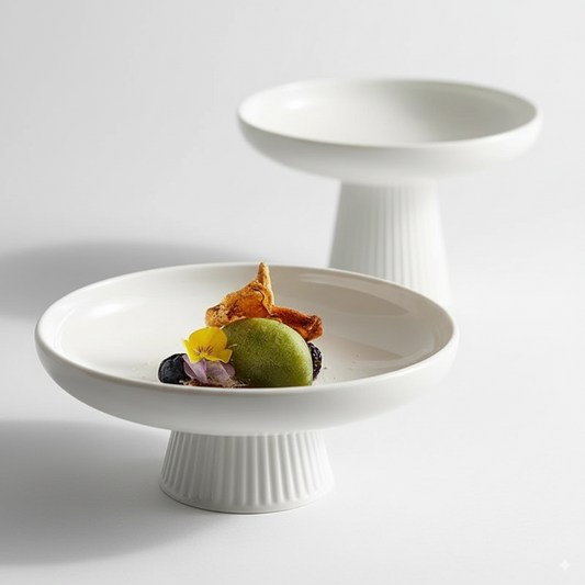 Tall White Ceramic Plate – Timeless Elegant Dinnerware for Home Dining