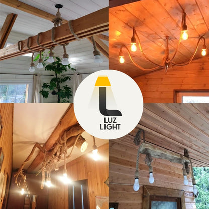 Adjustable Vintage Hemp Rope Pendant Lamp – Rustic Retro Light for Café, Bar or Hall