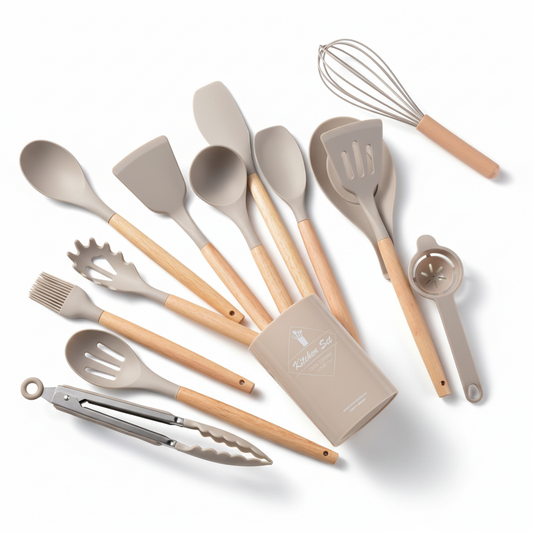 14-Piece Silicone Kitchen Utensil Set with Organizer – Non-Stick Cooking Tools
